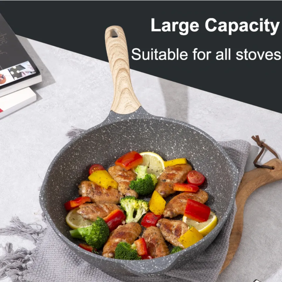 JEETEE 4 PCS Non Stick Kitchen Cookware Set（28CM deep frying pan+24CM frying  pan+24CM casserole+16CM saucepan)