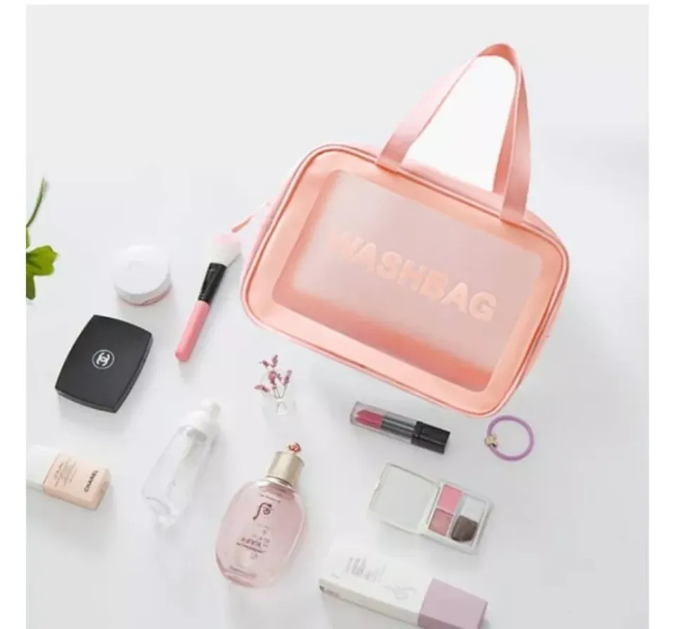 Jual [ Clear Medium ] Tas Kosmetik Transparan Tempat Makeup - Kota