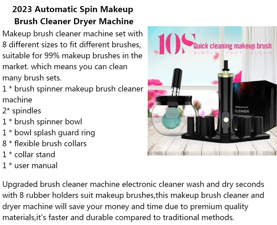 Fast Makeup Brush Cleaner & Dryer Machine 8 Collar Sizes Electric