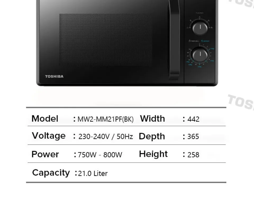 Toshiba 21L Microwave Oven - Black (MW2-MM21PF)