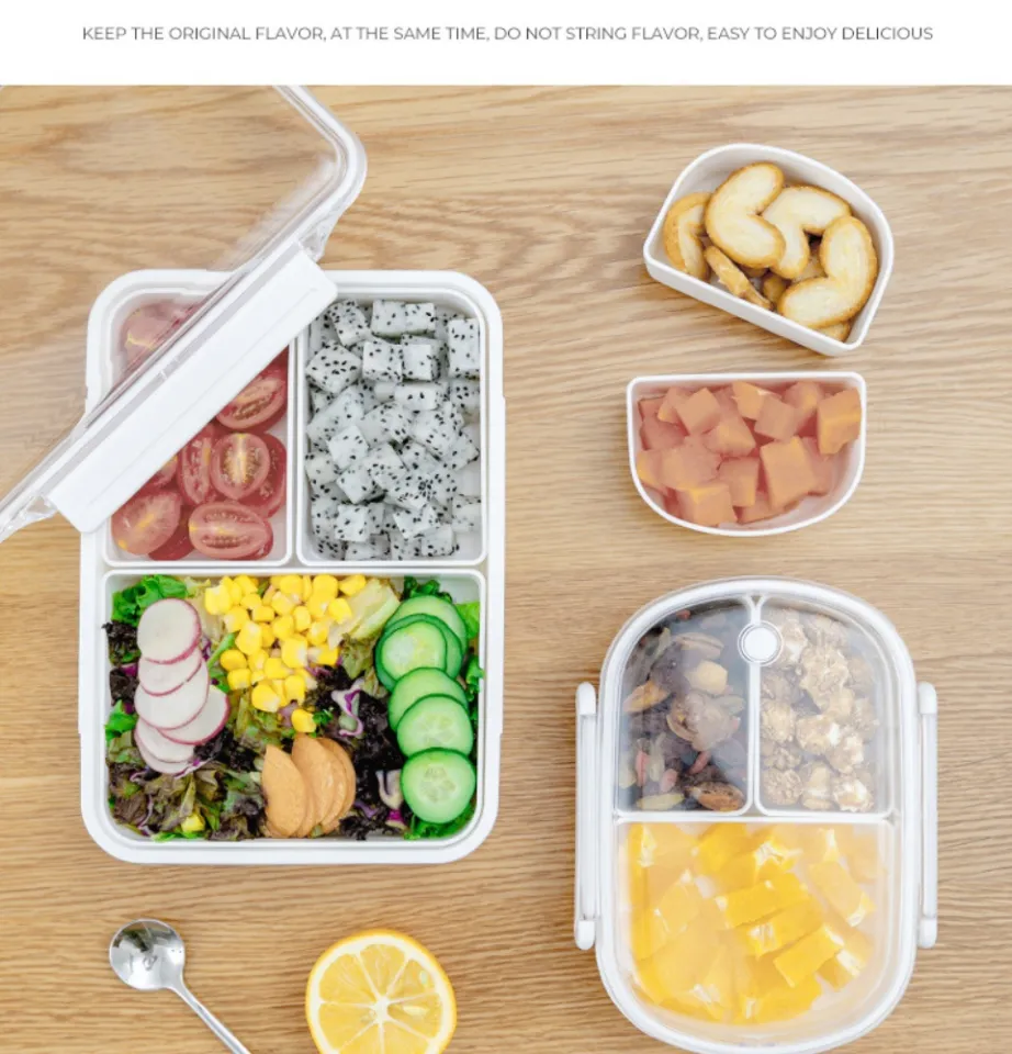 OLS Microwave Safe Lunch Box White Bento Box Removable Compartments  Minimalist Refrigerator Fruits Salad Rice Keep Fresh Storage Food Keeper  Heat Resistance