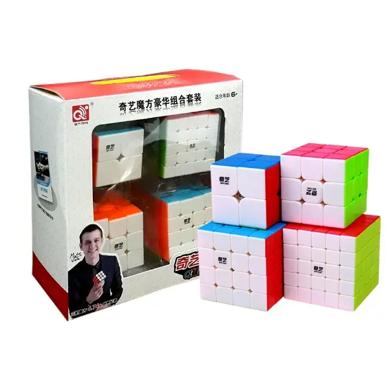 Kit Cubo Mágico Qiyi 2x2 + 3x3 + 4x4 + 5x5 Stickerlss