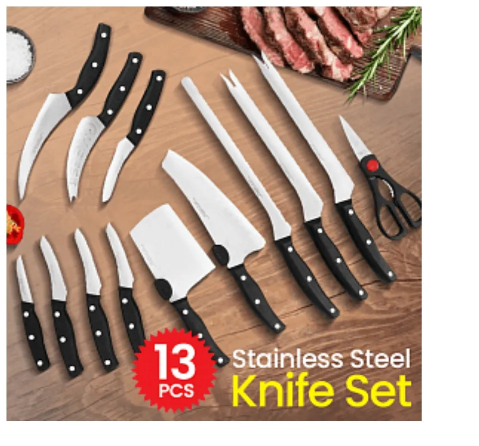 On SALE!! Original Amazing Magic Miracle Blade World Class 13-Piece  Japanese Knife Set Stainless Steel Knife Set with Block - 13 Kitchen Knives  Set Chef Knife Set with Knife Sharpener, 6 Steak