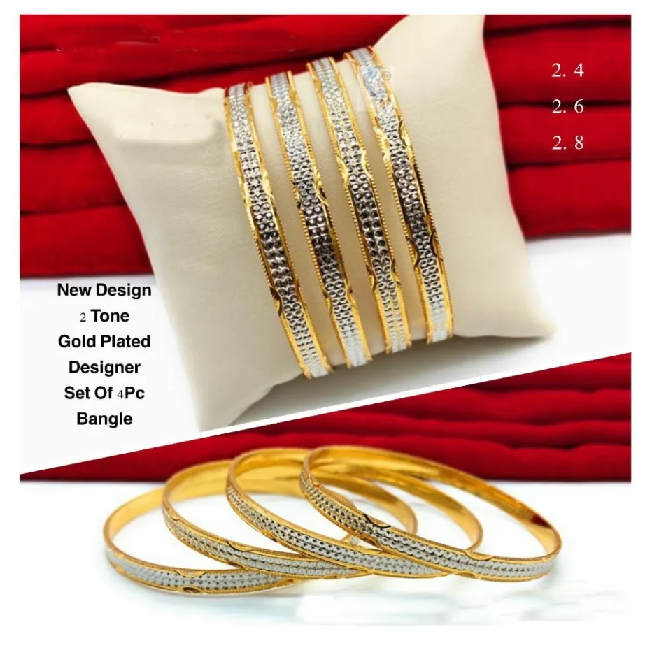 Two tone hot sale gold bangles