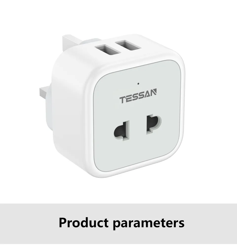 TESSAN S ingapore Shaver Plug 2 Pin to 3 Pin Adapter with 2 USB Ports,  Travel Plug USB Charger Wall Charger Adaptor UK Power Socket for Bathroom  Razor and EU US Plugs,