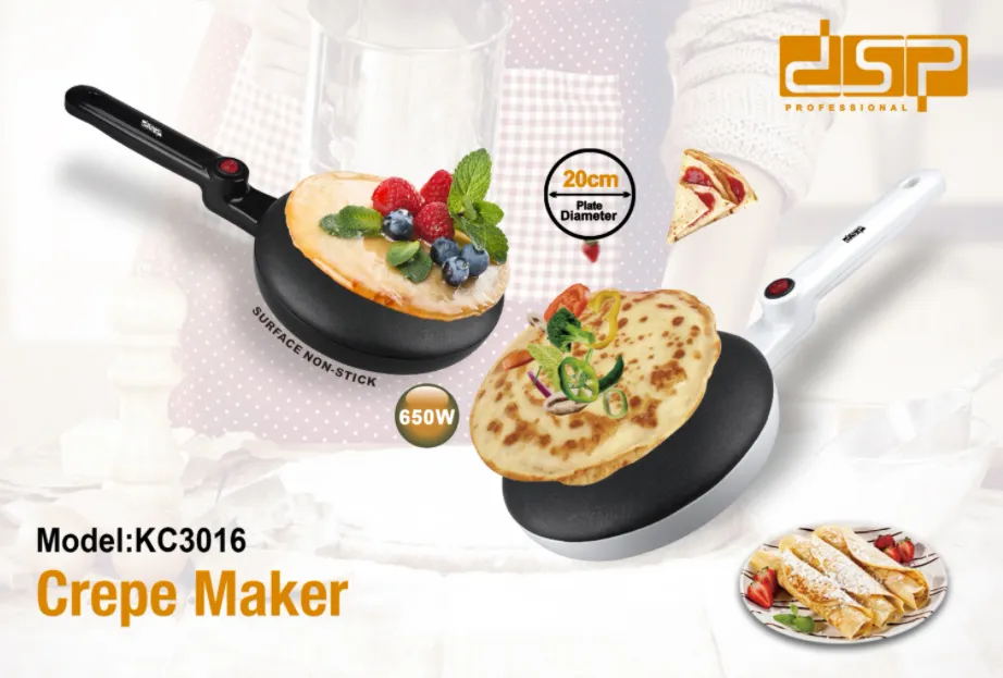 &Lt;H1&Gt;Dsp Professional Crepe Maker&Lt;/H1&Gt; &Lt;Div&Gt; &Lt;Div Id=&Quot;Pastingspan1&Quot;&Gt;Voltage :220-240V~50/60Hz&Lt;/Div&Gt; &Lt;Div Id=&Quot;Pastingspan1&Quot;&Gt;Output :650W&Lt;/Div&Gt; &Lt;Div Id=&Quot;Pastingspan1&Quot;&Gt;With Hanging Handle.&Lt;/Div&Gt; &Lt;Div Id=&Quot;Pastingspan1&Quot;&Gt;Non-Stick Cooking Plate For Easy Cleaning.&Lt;/Div&Gt; &Lt;Div Id=&Quot;Pastingspan1&Quot;&Gt;Switch With Indicator Light For Easy Operating.&Lt;/Div&Gt; &Lt;Div Id=&Quot;Pastingspan1&Quot;&Gt;Plate Diameter：20Cm.&Lt;/Div&Gt; &Lt;Div Id=&Quot;Pastingspan1&Quot;&Gt;Power Switch And Heating Indicator.&Lt;/Div&Gt; &Lt;/Div&Gt; Crepe Maker Crepe Maker Kc3016