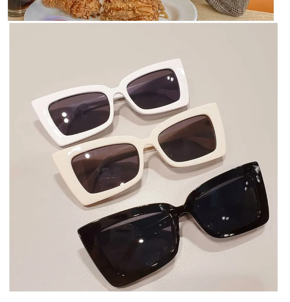 Kính Râm Gọng Trắng Vuông Chữ Nhật Sang Chảnh Gentle- Kính Râm Mắt Mèo Xếch  Tiểu Thư- | Lazada.Vn