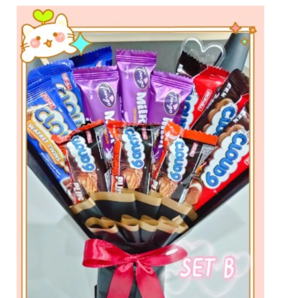 CHOCOLATE BOUQUET FLOWER BOUQUET WITH MIX CHOCOLATE 4 IN 1 CLOUD 9