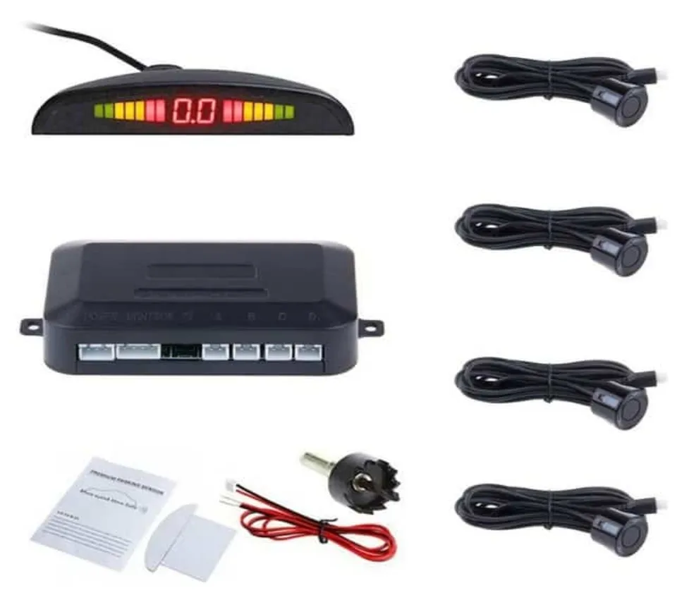 Parking Sensor 4 sensores LED detector display sensor de estacionamento  automático backup de carro radiolocalizador sistema de monitoramento alarme