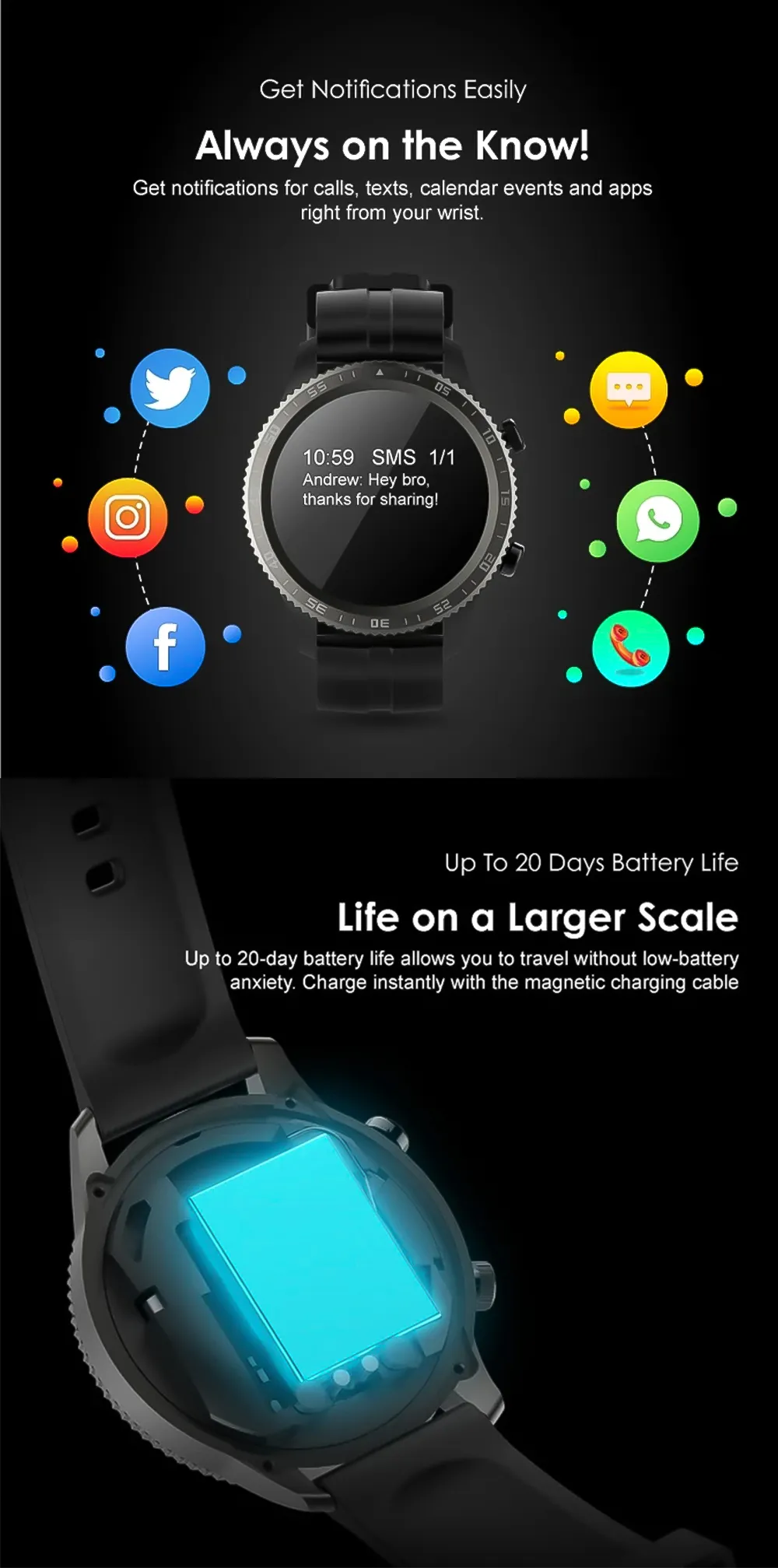 Oraimo Watch - OSW 22N- Black 2 Oraimo