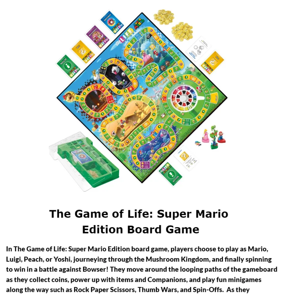 The Game of Life: Super Mario Edition Board Game for Kids Ages 8