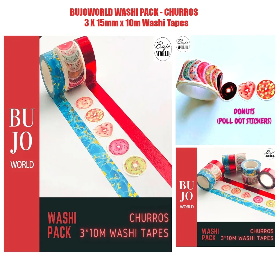 New Washi Tapes Set 10M*15mm Self Adhesive Metallic Masking Tape