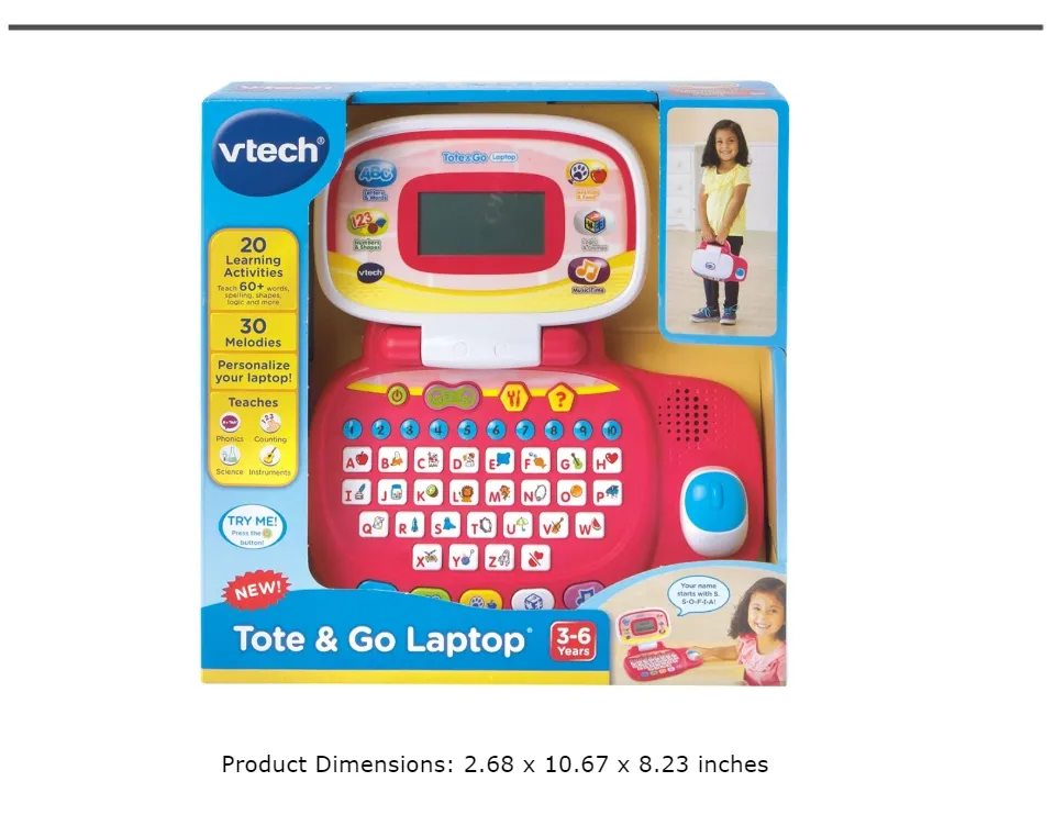 VTECH ~ TOTE & GO LAPTOP ~ EDUCATIONAL ELECTRONIC KIDS COMPUTER TOY  ORANGE - NEW