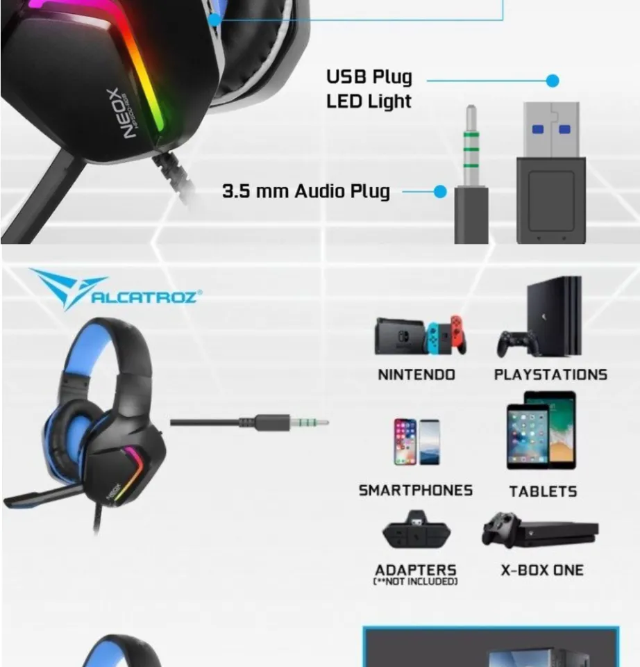 ALCATROZ NEOX HP 500 RGB Multi Device Gaming Headset USB & 3.5mm