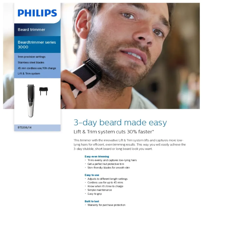 Philips, Series 3000 Beard & Stubble Trimmer