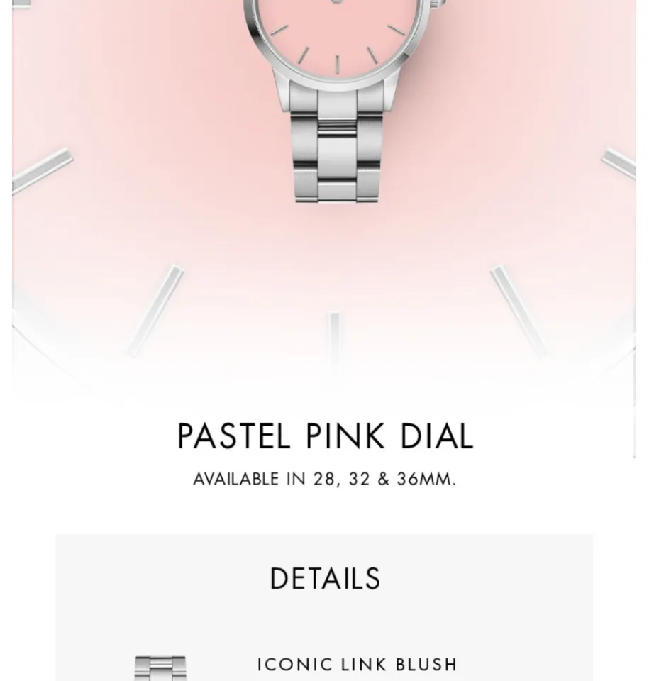 Daniel Wellington Iconic Link Blush 28/32/36mm Silver Pastel Pink