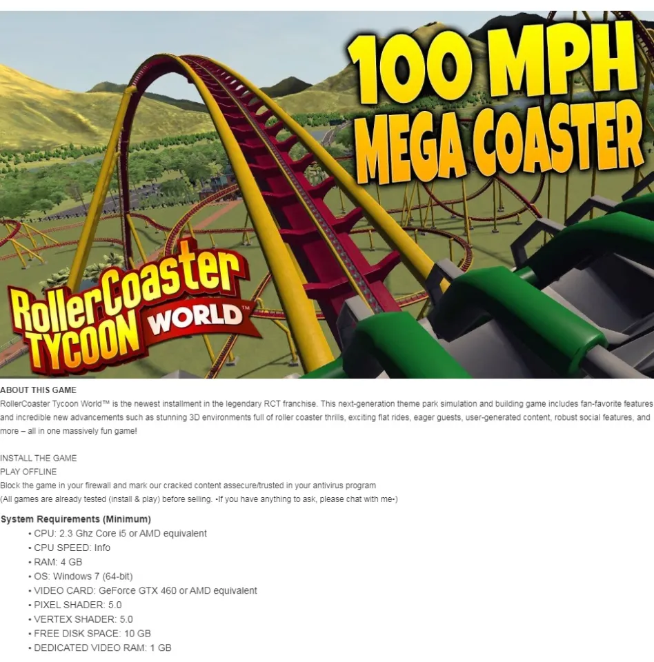  RollerCoaster Tycoon World (PC DVD) : Video Games