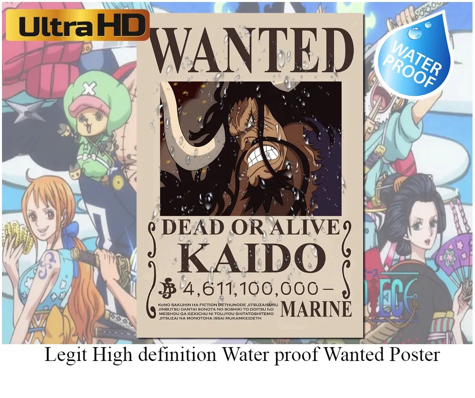 Generisch One Piece Anime Beast Pirates [Black Style] Wanted Posters Kaido King  Queen Jack