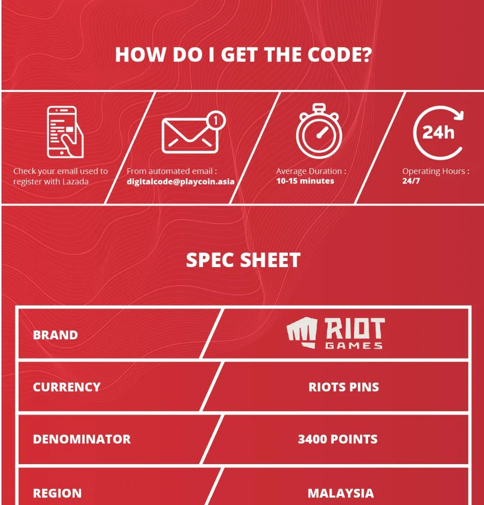 Instant Email-24/7] Valorant 3400 RIOT Points (MY) [PlayCoin] | Lazada