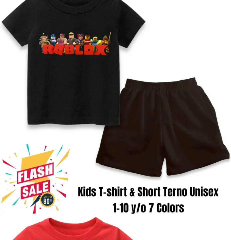 ROBLOX TSHIRT SHORT TERNO 7 COLORS UNISEX KIDS 1-10 YEARS OLD COTTON SUMMER  FASHION OOTD BABY KID TODDLER SET PRINTED TOP TOPS TEE TEES TSHIRT T-SHIRT  SHIRT BLOUSE SHORTS PANTS PAMBAHAY MALL