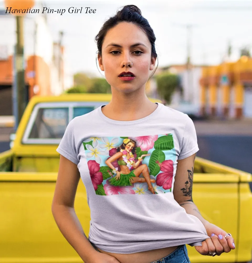 Pin Up Girl Tshirt T-shirt Hard to Find Vintage Retro Tee Shirt on Sale