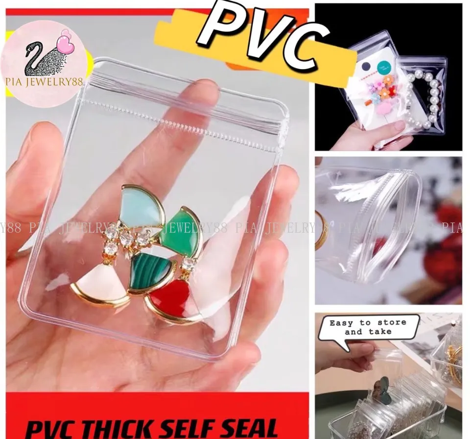100Pcs Mini Small PVC Transparent Plastic Cosmetic Organizer Bag