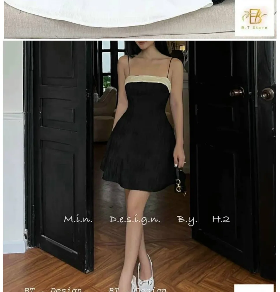 HCM] Đầm váy 2 dây xòe đơn giản Đi Tiệc Sang Trọng Màu Đen Form ...