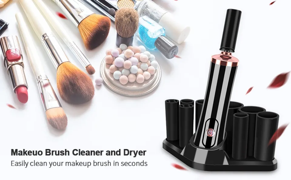 RICRIS Premium Makeup Brush Cleaner Dryer Super-Fast Electric Brush Cleaner  Machine Automatic Brush Cleaner Spinner Makeup Brush Tools (Black)