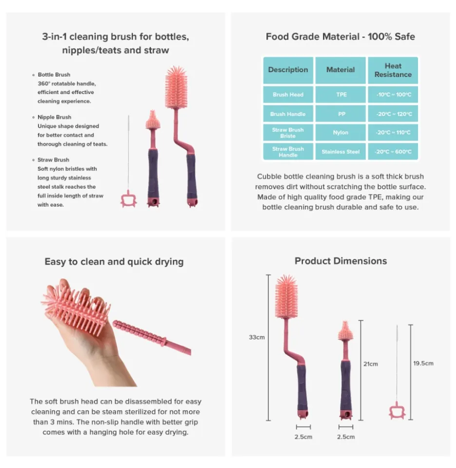 Cubble 3-in-1 Bottle and Nipple Brush Set