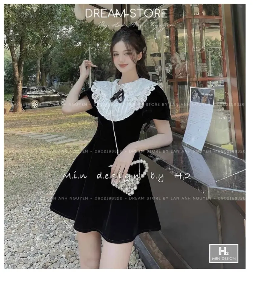 Siêu Sale 12.12] Đầm nhung cứng tiểu thư cổ tròn đính nút thời trang Hàn  Quốc dễ thương, váy xòe midi mặc đi tiệc sang chảnh hàng cao cấp | Lazada.vn