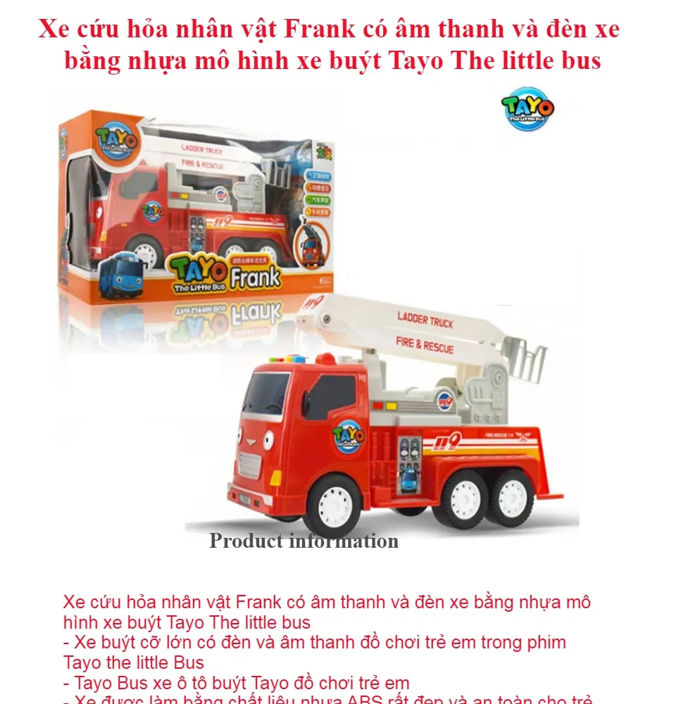 Xe cứu hỏa nhân vật Frank có âm thanh và đèn xe bằng nhựa mô hình ...
