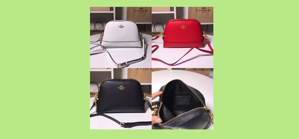 Coach F76673 Zip Bright Cardinal Leather Sling Bag - Black Women's Mini  Dome Crossbody Bag