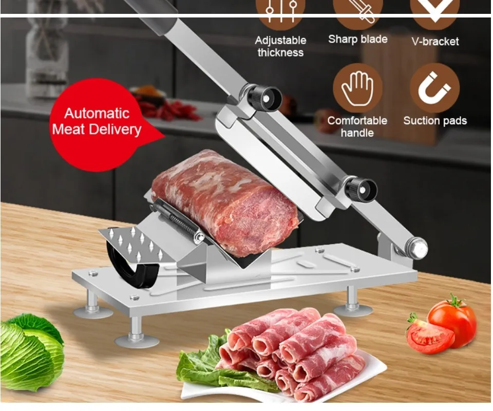 Spring Automatic Meat Delivery Food Cutter Slicing Machine Manual Slicer  Fat Beef Roll Lamb Roll Meat