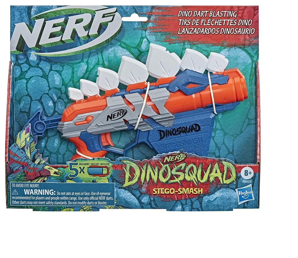 Nerf DinoSquad Stegosmash Dart Blaster, 4-Dart Storage, 5 Official Nerf  Darts, Dinosaur Design, Stegosaurus Spikes - Nerf