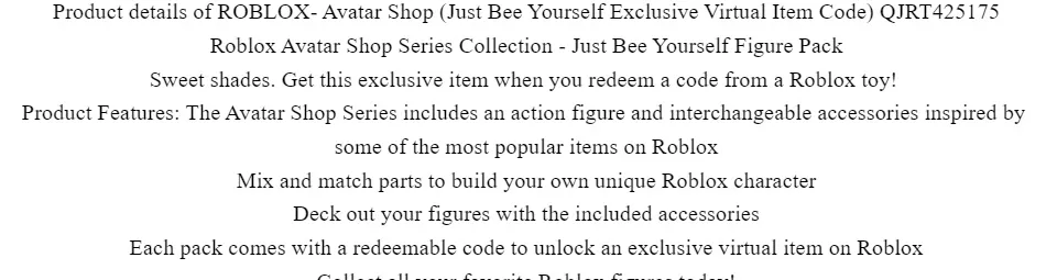 Roblox Figura e Acessórios Avatar Shop Just Bee Yourself - Sunny