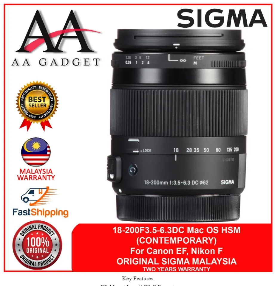 Sigma 18-200mm f3.5-6.3 DC Macro OS HSM Contemporary Lens 18 200