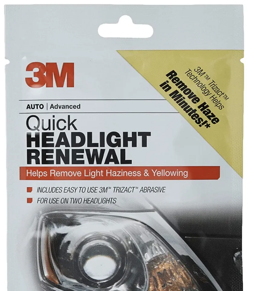  3M Quick Headlight Renewal, Helps Remove Light Haziness &  Yellowing in Minutes, Hand Application, 39186, 1 Sachet : Automotive