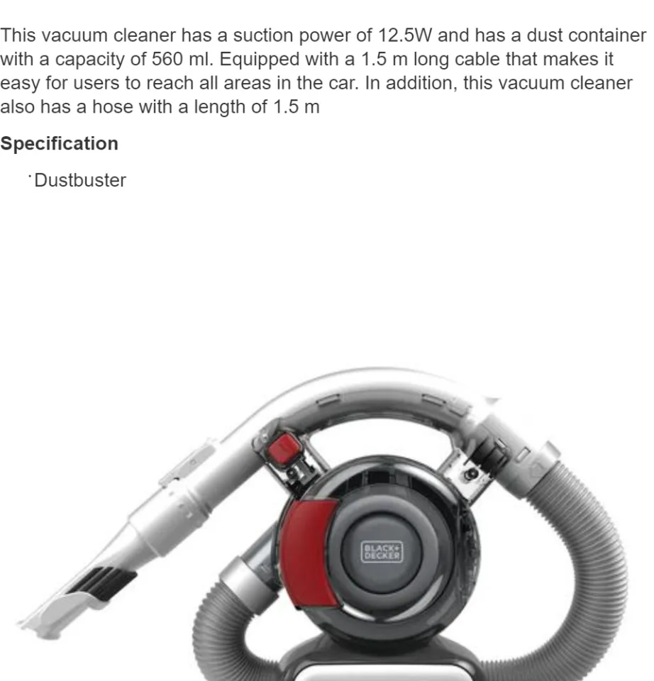 Flex Car Vacuum, 12V Corded