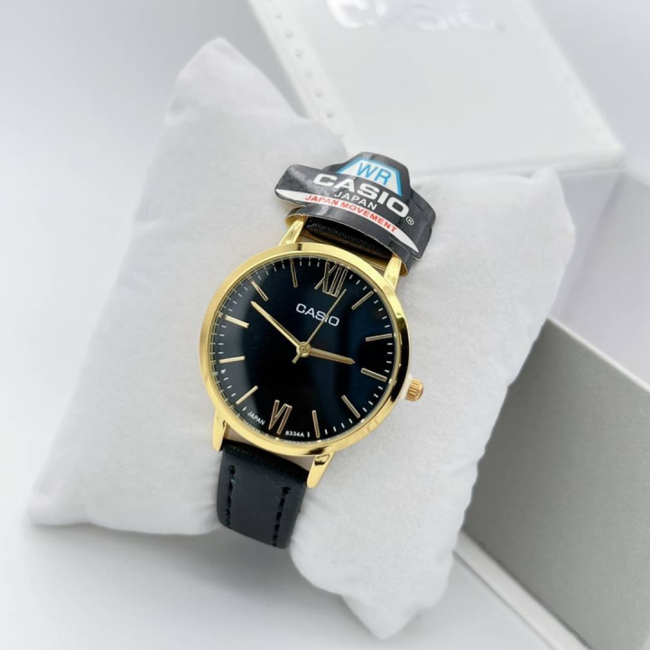 watchtime-นาฬิกาข้อมือผู้หญิงคาสิโอ้-เรียบหรู-สายหนัง30มิลภาพถ่ายสินค้าจริง-พร้อมกล่องคาสิโอ้สีน้ำเงิน