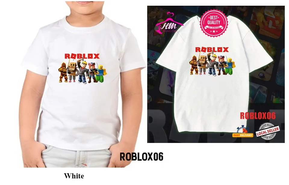 Roblox Kids tee/Girl Boy Clothing/Glitter kids T-shirt/Black/Grey/Fashion/Budak  baju/Unisex/Gamer Tee/Roblox T-shirt for kids(Ready Stock)