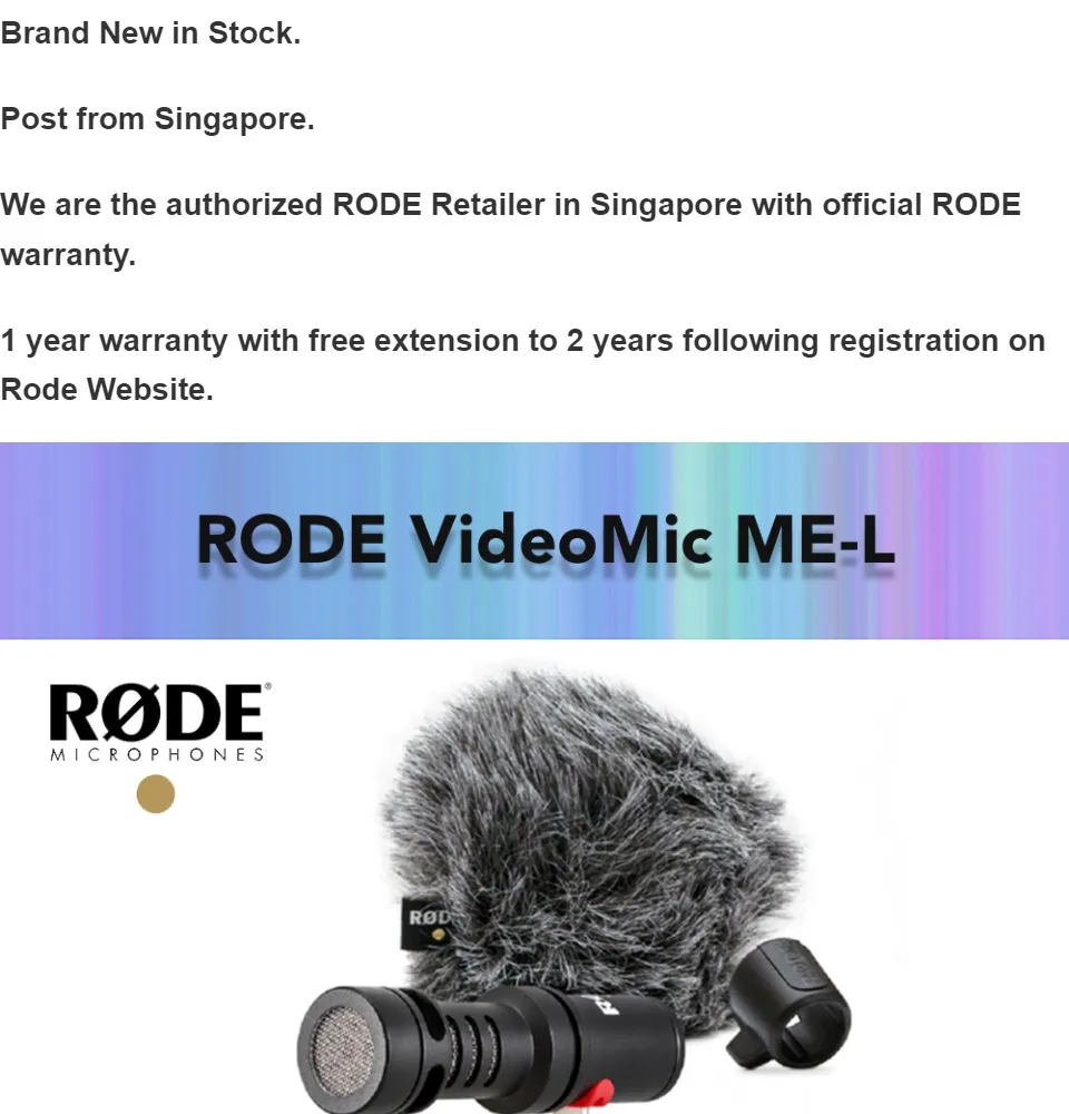 正規取扱店 RODE Microphones VideoMic Me-L 家電・スマホ・カメラ