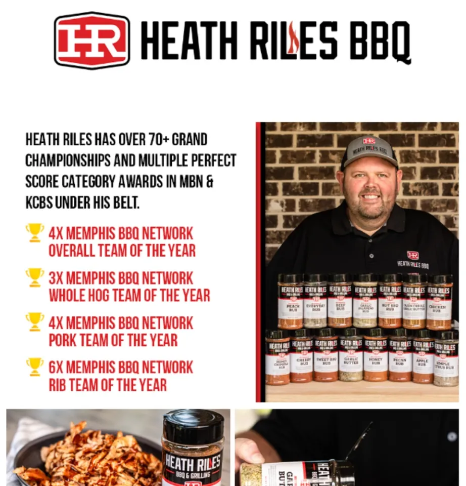 Heath Riles BBQ Pecan Rub Seasoning, Champion Pitmaster Recipe, Shaker  Spice Mix, 10 oz.