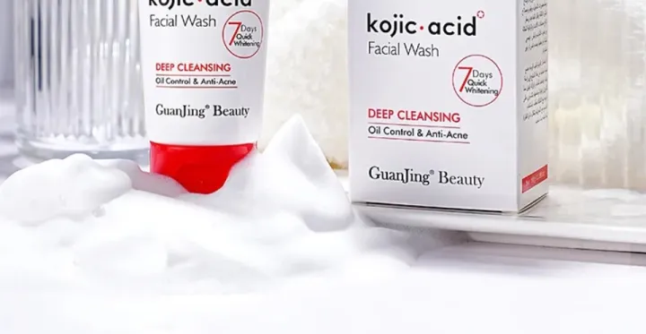 GUANJING Kojic Acid Face Cleanser Deep Cleansing Anti Acne Deep Cleansing Reduce Fine Lines Skin Lightening Oil Control Blemish Clearing Kojic Acid Facial Wash 100g