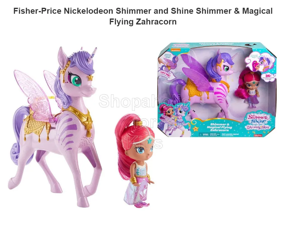 shimmer and shine genie shine & magical flying zahracorn dolls