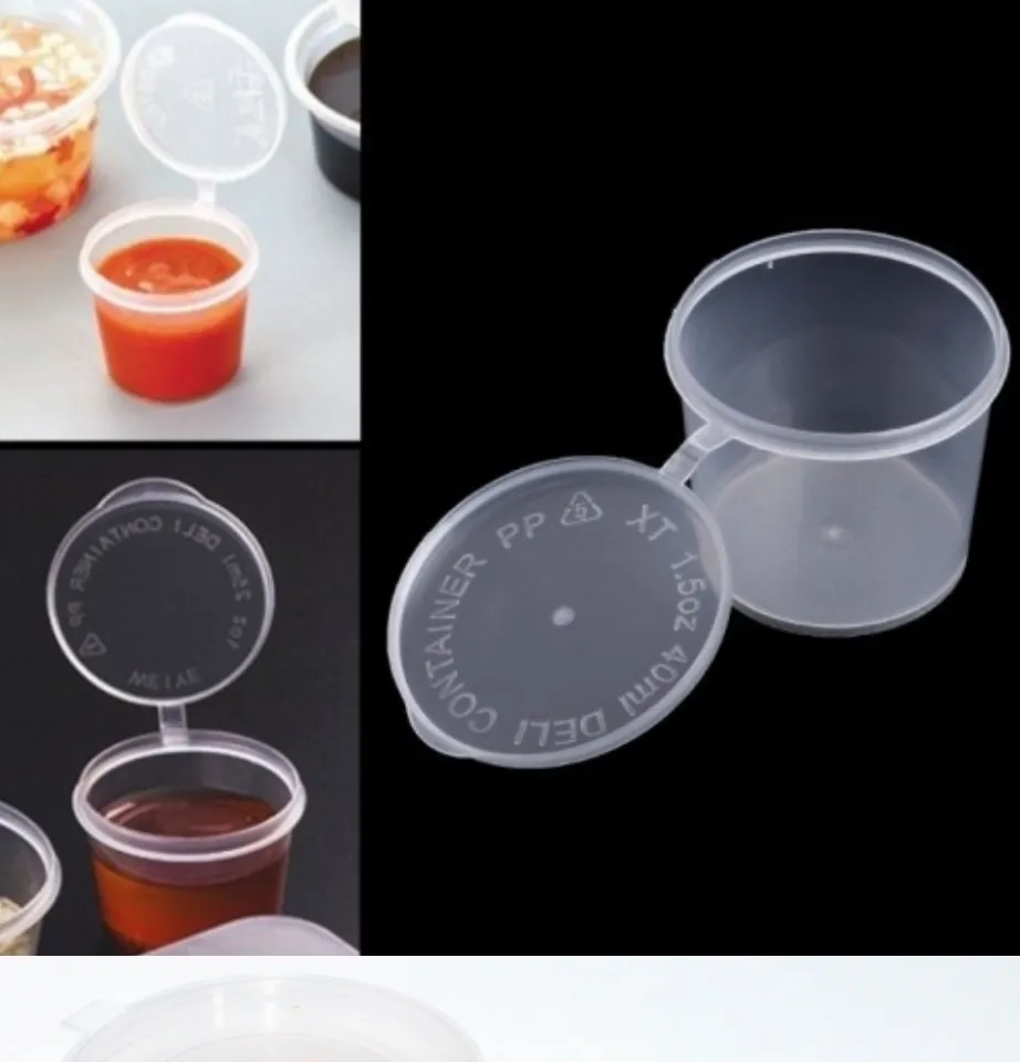 Plastic 1oz Sauce Container with Hinged Lids SC1 25ml