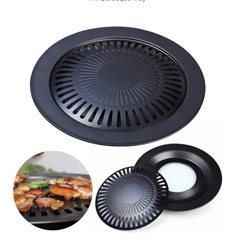 1pc, Korean BBQ Grill Pan, Korean BBQ Grill Non Stick Grill Pan Circular  Stovetop BBQ Grill Plate Barbecue Disk For Indoor Outdoor Camping