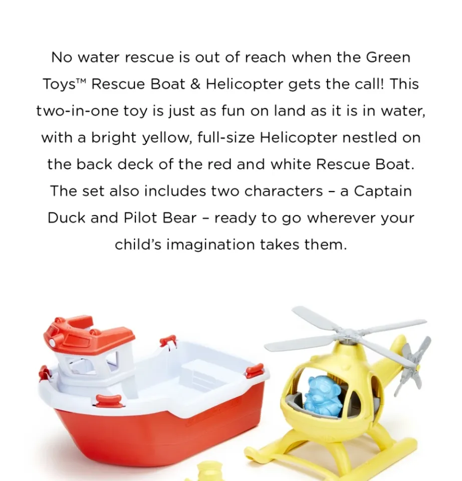 green toys rescue boat and helicopter