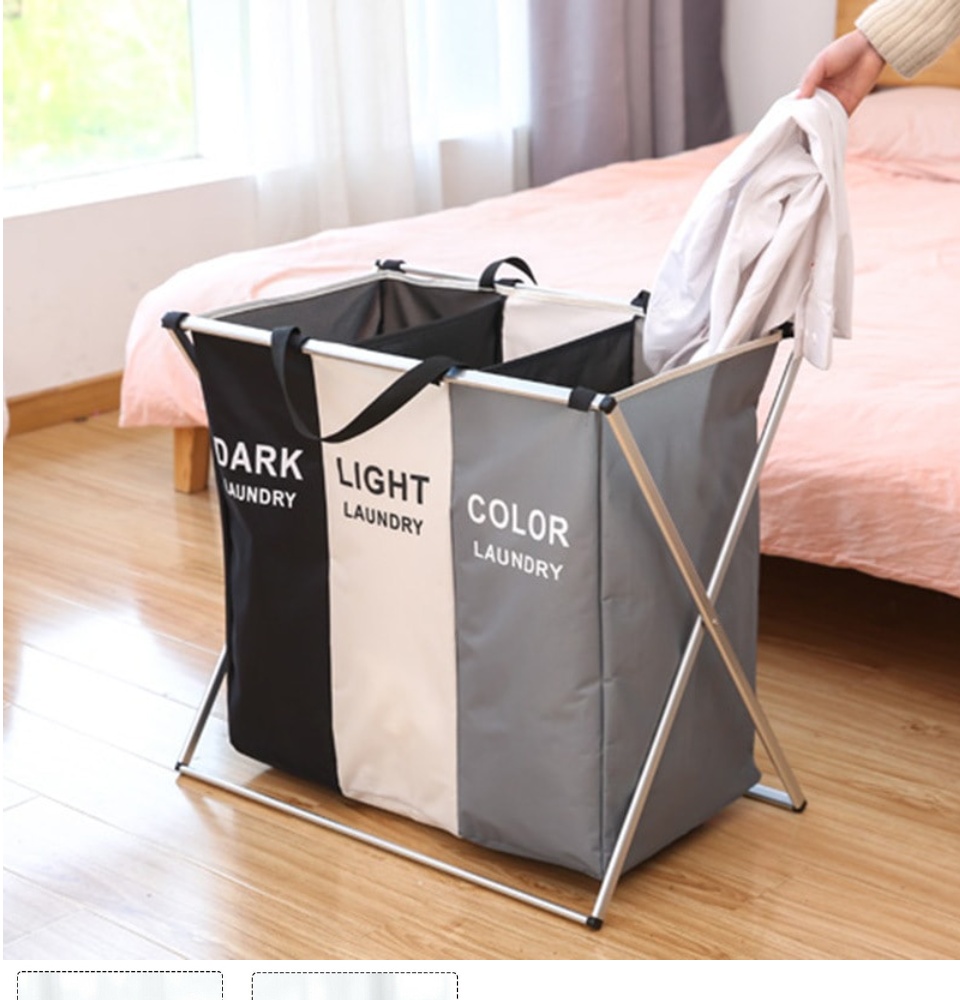 Large Foldable Laundry Drain Clothes Basket Fruits Vegetables Bin Space Saving 