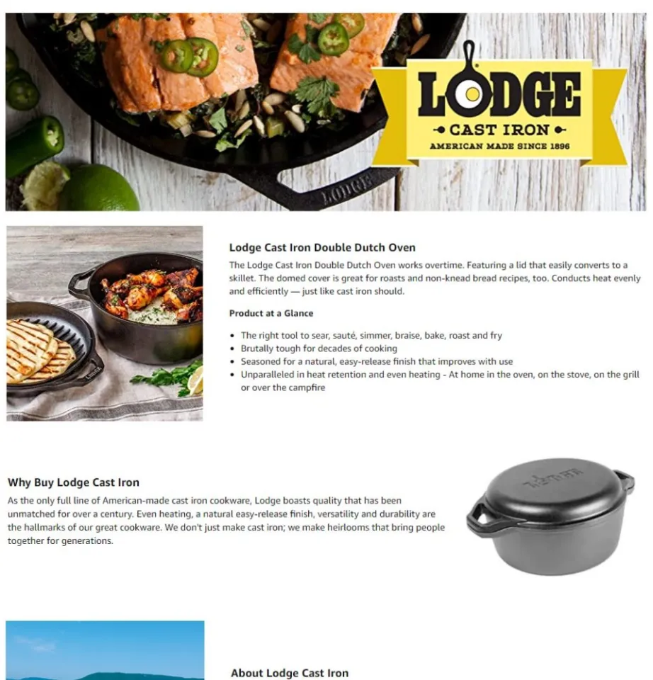 Lodge Chef Collection 6 Quart Cast Iron Double Dutch Oven