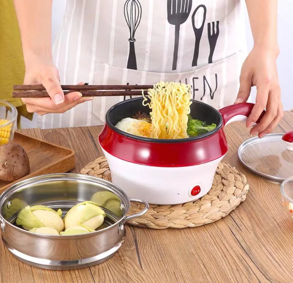 4-IN-1 Multifunction Electric Cooker Skillet Grill Pot Wok Electric Hot Pot  for Noodles Cook Rice Fried Stew Soup Steamed Fish Boiled Egg Small